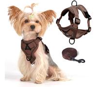 Vest Harness Leash Set for Small Dog Large Cat, Upgraded Escape Proof Adjustable Jacket with Lead for Puppy Fat Cat Outdoor Walking, Soft Breathable Mesh Coat with Reflective Strip (XL,Coffee Brown)