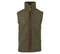 JACK PYKE Technical Moleskin Gilet for Men - Lightweight Fleece Lined Country Vest with Nubuck Trim & Stand Collar - Full Zip Sleeveless Outdoor Gilet for Shooting & Outdoor Wear - Dark Olive - M