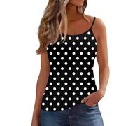 Vest Lightweight Summer Sleeveless Ladies Tank Top Spaghetti Strap Casual Tee Polka Dot Lounge T-Shirts Holiday Basic Vest Comfy Going Out Blouse
