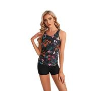 Vest Swimming Costume Women's 2-Piece Vest Swimming Costume with boy Shorts and Bra Sporty Swimwear Beachwear(3XL, J11)