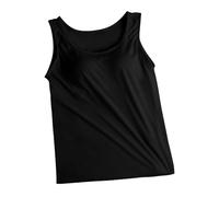 Vest Top with Built in Bra Padded Tank Tops Camisole Modal Summer Basics Casual Workout (M, Black)