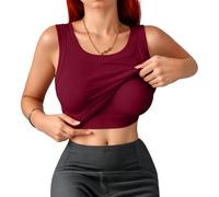 Vest Top with Built in Bra UK Sleeveless Padded Bra Support Tank Tops