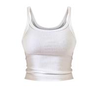 Vest Tops for Women Ribbed Stretch Slim-Fit Stretch Tank Tops for Ladies and Girls (White, S)
