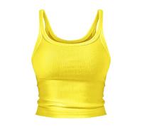 Vest Tops for Women Ribbed Stretch Slim-Fit Stretch Tank Tops for Ladies and Girls (Yellow, L)