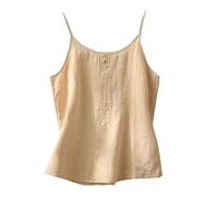 Vest Tops for Women UK Clearance Cotton Linen Camisole Tops Spaghetti Strap Ladies Sleeveless Summer Tops Womens Scoop Neck Blouse Tops Plain Tees Summer Loose Cami Tank Shirt Yellow