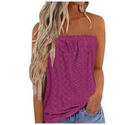 Vest Tops for Women UK Plain Strapless Bandeau Top Eyelet Blosue Tunic Top Summer Casual Solid Tube Tops Casual Sleeveless Tshirt Holiday Clothes Vacation Tees Going Out Wear