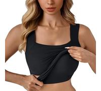 Vest Tops with Built in Bra for Women UK U Neck Shapewear Built-in Bra Tank High Strechy Sleeveless Slim Fit Camisole Workout Yoga Tops