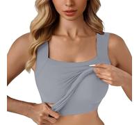 Vest Tops with Built in Bra for Women UK U Neck Shapewear Built-in Bra Tank High Strechy Sleeveless Slim Fit Camisole Workout Yoga Tops