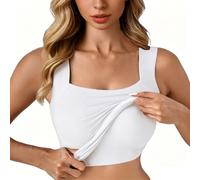 Vest Tops with Built in Bra for Women UK U Neck Shapewear Built-in Bra Tank High Strechy Sleeveless Slim Fit Camisole Workout Yoga Tops