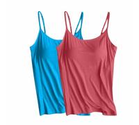 Vest Tops Women UK 2PCS Womens Tank Tops with Built in Bra Padded Spaghetti Strap Sleeveless Shirts Workout Yoga Camisole Tops Trendy Athletic Tanks Tops Plus Size Underwear
