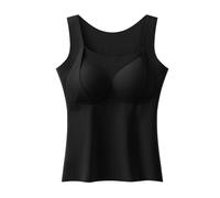Vest Tops Women UK Built In Bra Slim Fit Basic Wider Strap Camisole Sleeveless Seamless Thermal Tank Tops Soft Comfy Ladies Cami Top Warm Underwear For Gym, Running, Workout, Sleeping, Traveling