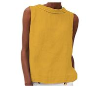 Vest Tops Women UK Clearance Ladies Cotton Linen Tank Tops Solid Summer Sleeveless Tshirts Crewneck Casual Camisole Beach Vacation Going Out Top Loose Fit Tees Streetwear