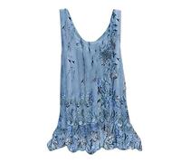 Vest Tops Women UK Clearance Womens Tank Tops Boho Floral Printed T Shirts Loose Fit Round Neck Sleeveless Camisole Shirts Vest Y2K Going Out Basic Cami Shirt Casual Summer Tops Blouses