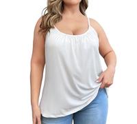 Vest Tops Women UK Cotton Built Plus Size Cami Support Lift Strappy Summer Loose Fit Low Back Padded Strap Fashion Camisole