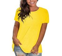 Vest Tops Women UK Crew Neck Ladies Tops Size 14 Pleated Tunic Tops Solid Spring Summer Casual T Shirts Loose Ladies Fleece Tops Red Tops for Women UK Travel Essentials