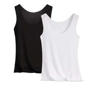 Vest Tops Women UK Like Ice Vest Wear Tank Tops Sleevless Scoop Neck Summer Casual Yoga Undershirt Ladies Stretch 2 Pack Elegant Comfy Base T Shirt