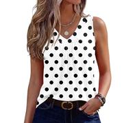 Vest Tops Women UK Mixed Color Floral Print Sleeveless Summer Blouse Casual Basic Blouses V Neck Pleated Front Boho Tops for Women White XL