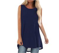 Vest Tops Women UK Plus Size Longline Tank Tops Plain Sleeveless T Shirt Loose Soft Undershirt Womens Basic Cami Shirt Plus Size Womens Summer Camisole Beach Home Casual Running Vest