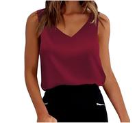 Vest Tops Women UK Satin Silk Crewneck Plain Tank Tops Loose Glossy Smooth Summer Camisole Elegant Undershirt Comfy Sleeveless T Shirt Beach Home Cami Sihrt Underwear Nightshirts