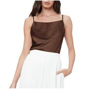 Vest Tops Women UK Satin Silk Plain Camisole with Adijustable Spaghetti Strap Cami Shirt Glossy Smooth Summer Tank Tops Womens Nightshirts Sleeveless T Shirt Undershirts Comfy Underwear