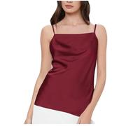 Vest Tops Women UK Satin Silk Plain Camisole with Adijustable Spaghetti Strap Cami Shirt Glossy Smooth Summer Tank Tops Womens Nightshirts Sleeveless T Shirt Undershirts Comfy Underwear