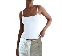 Vest Tops Women UK Skinny Slim Fit Sleeveless Top Black Square Collar Spaghetti Straps Ladies Vest Tops Solid Plain Basic Sexy Tank Top Fashion Y2K Women's Camisoles & Vests Skims Top