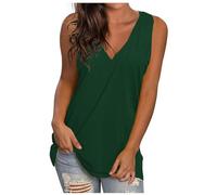 Vest Tops Women UK Solid Color V Neck T Shirts Sleeveless Plus Size Tee Tank Tops Pullovers Lightweight Summer Shirts Loose Fit Casual Trendy Blouse