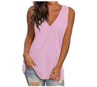 Vest Tops Women UK Solid Color V Neck T Shirts Sleeveless Plus Size Tee Tank Tops Pullovers Lightweight Summer Shirts Loose Fit Casual Trendy Blouse