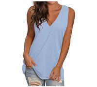 Vest Tops Women UK Solid Color V Neck T Shirts Sleeveless Plus Size Tee Tank Tops Pullovers Lightweight Summer Shirts Loose Fit Casual Trendy Blouse