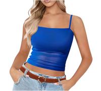 Vest Tops Women UK Summer Tank Tops Double Lined Going Out Sheer Mesh Ruched Crop Top Teen Girls Y2k Sleeveless Camisole Trendy Cute Tees Casual Outfits Beach Vacation Clothes