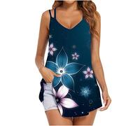 Vest Tops Women UK Tank Tops Ladies Summer Tank Vest Floral Sleeveless Casual Pleated Flowy Tunic Blouse Sexy Off Shoulder Holiday Blouse Summer Vacation Tube Vest Shirt Navy