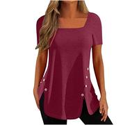 Vest Tops Women UK, Womens Casual Loose Blouse Button V Neck Long Sleeve T Shirts Solid Color Pullover Tops Summer Spring Tunic for Ladies Gothic Clothes for Women Tshirts