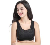 Vest Type Special Pocket Bra for Prosthetic Breasts After Breast Surgery Prosthetic Breast Bra Non-Wired Bandeau Bra black-36C