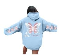 Vest Women's Hoodie with Print for Men and Women, Casual Jumper, Comfortable, Soft, Fleece Lined, for Winter and Autumn, Basic Style Daily Wear Without Women, sky blue, XXL