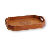 Vesta Homes Acacia Wood Serving Tray for Home/Kitchen/Restaurant/Office Organizer/Dining Table | Premium Serving Trays | 40 x 27 x 8 cm | Handcrafted in India