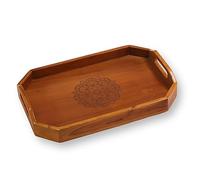 Vesta Homes Acacia Wood Serving Tray for Home/Kitchen/Restaurant/Office Organizer/Dining Table | Premium Serving Trays | 48 x 33 x 8 cm | Handcrafted in India