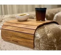 Vesta Homes Large Sofa Armrest Tray Handcrafted Acacia Wood,Flexible & Foldable Dining Rectangular Table Mat,Suitable for Food Drinks Snacks Cup Coaster Handcrafted in India, Brown X-Large