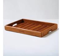 Vesta Homes Large Teak Wood Rectangular Serving Tray For Home, Kitchen, Restaurant, Office Organizer, Dining Table Premium Wooden Trays 38 X 26 X 4 cm Handcrafted In India
