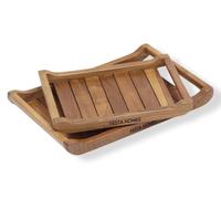 Vesta Homes Set of 2 Gravitas Acacia Wood Rectangular Serving Tray For Home/Kitchen/Restaurant/Office Organizer/Dining Table|Premium Wooden Trays|33 X 22 ; 25 x 18 cm | Handcrafted in India