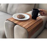 Vesta Homes Sofa Armrest Tray Set of 2 | Acacia Wood | Tambour Tray | Flexible and Foldable | Dining Table Mat | Suitable for Food, Drinks, Snacks, Cup | 17 * 11 Inches | Handcrafted in India