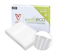 VestaEco Biodegradable Chamber Vacuum Sealer Bags - 50 count - OK Compost - Extends Freshness - Reduces Waste - FOR CHAMBER VACUUM SEALERS ONLY (25x33 cm)