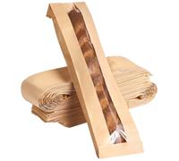 Vestamore 100 Pcs Brown Loaf Storage Sacks, Paper Bread Bags with Window, Bakery Storage Bags, Bags for Bread Homemade, Long French Bread Packing Bags, 23.2×4.3×1.6