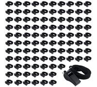 Vestamore 100 Units Plastic Whistles, for Emergency, Lightweight, Loud and Clear Sound, Black Sturdy Whistles for Sports, Training Referee Teachers Coaches
