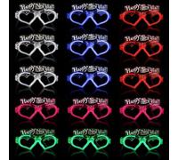 Vestamore 15 Pcs Led Happy New Year Glasses, Colorful Flashing Heart Shaped Party Glasses, 2024 Glow Eyeglasses, Light-Up New Year Party Favors