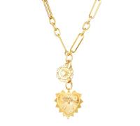 Vestamore 18K Gold Heart Pendant Necklace, Chunky Hip Hop Design With Sun & Zircon Elements, Adjustable Chain (15+3 In)