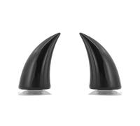 Vestamore 2.9 In 2 Pcs Helmet Devil Horns, Retro Style, Suction Cup Attachment, For Motorcycle, Scooter, Lightweight Plastic, Black Finish