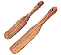 Vestamore 2 Acacia Wood Skinny Spurtles, Wooden Spatula for Mixing Sourdough, Bread Dough, Spreading & Stirring Ingredients in Baking & Cooking