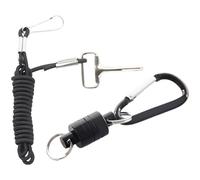 Vestamore 2 Pcs Black Quick Release Keychains, Carabiner Clip Holds 4 Kg, Includes 1 M Lanyard, Detachable Key Ring For Fishing Camping