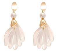 Vestamore 2 Pcs Dangle Earrings With White Flower Petals And Imitation Pearl, Retro Style For Women, Suitable For Parties And Weddings