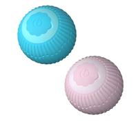 Vestamore 2 Pcs Electric Cat Ball Toy, 1.7 in, 4.2 cm Interactive Cat Toys with Vertical Stripes, Automatic Rolling, USB Rechargeable, Self Playing for Indoor Cats, Blue and Pink